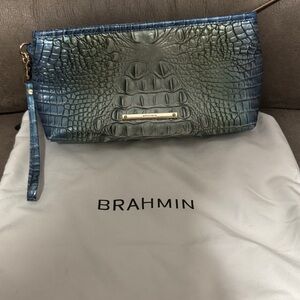 Brahmin Blue and Green Embossed Clutch